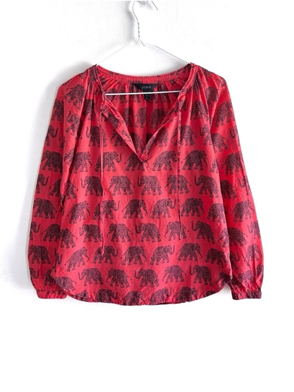 J.Crew Tie Neck Top in Elephant Paisley Print